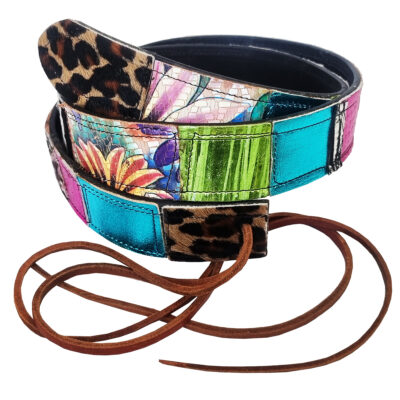 Colorful & hand collaged leather belt