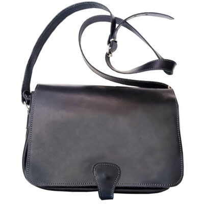 Leather bag with a crossbody leather strap – Black