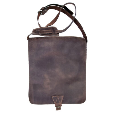 Leather messenger crossbody bag – Brown